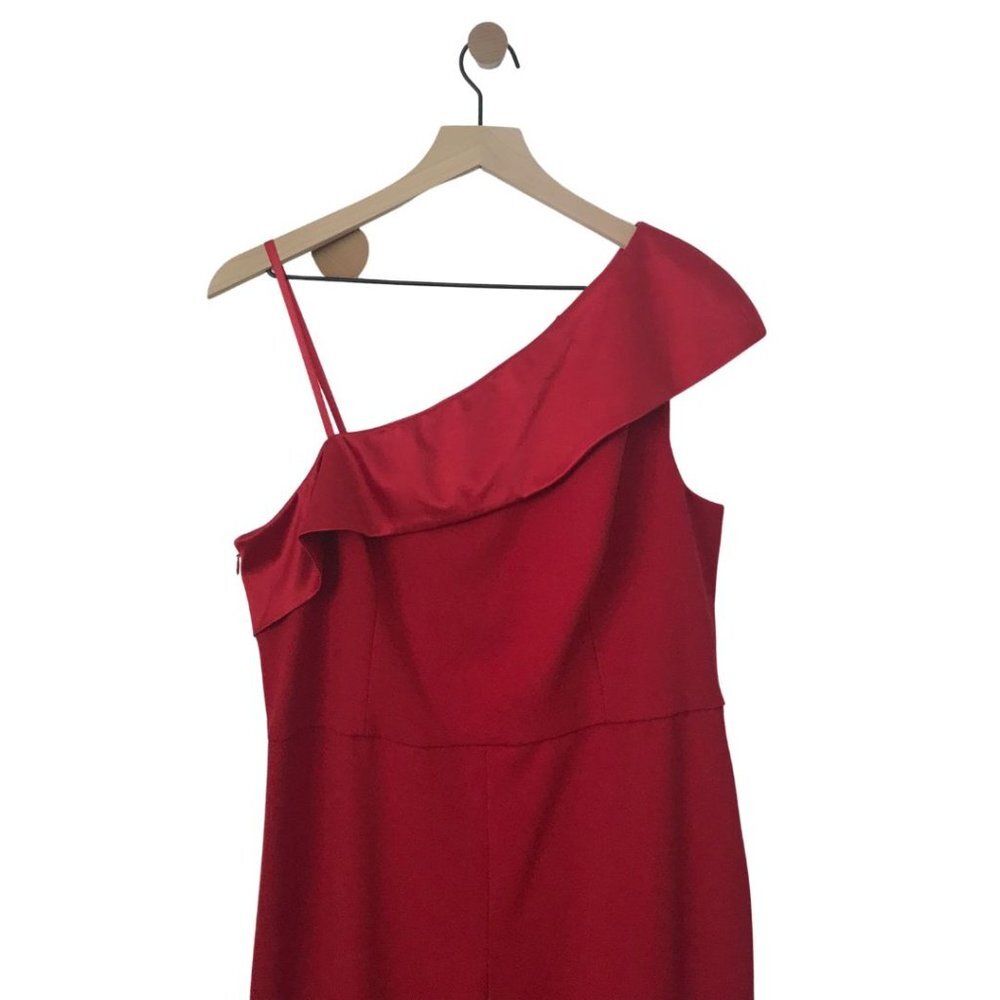 Adrianna Papell One Shoulder Jumpsuit Red 14 - Picture 10 of 17